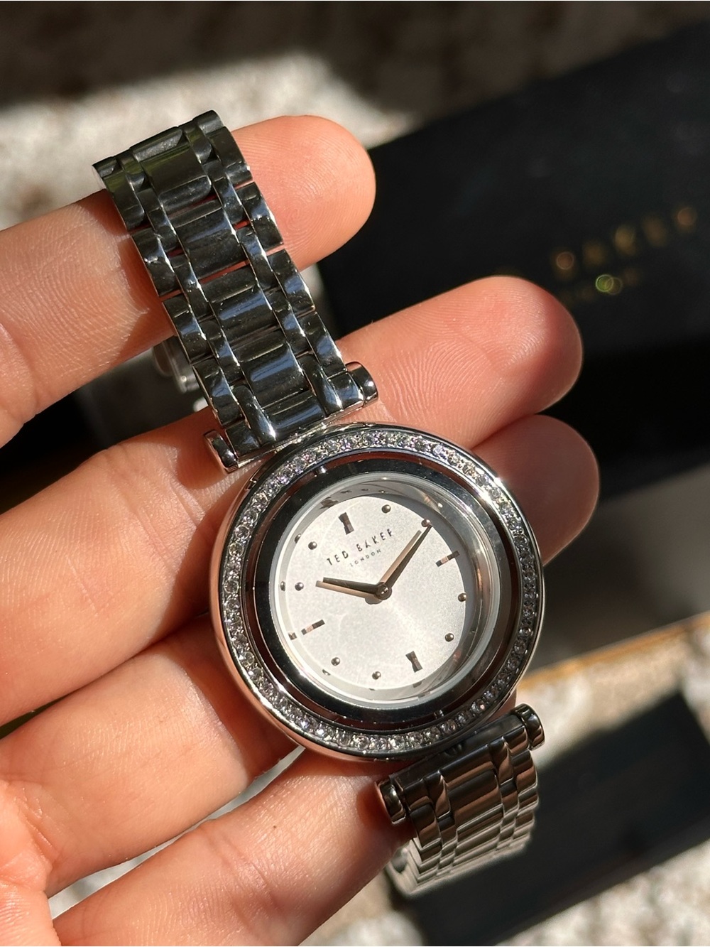 Ted Baker Silver Crystal-Trim Stainless Bracelet Watch